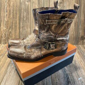 Mens Mark Nason 67535 Medium Brown Italian Leather Zippered Dragon Boots 10 1/2